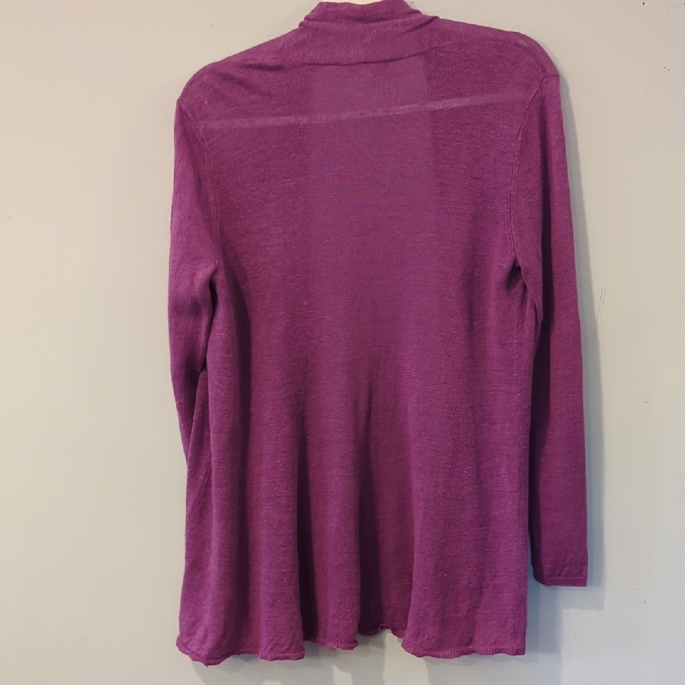 Eileen Fisher Linen Cardigan Open Front‎ Raspberry size Small - Picture 5 of 7